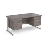 Maestro 800mm Deep Straight Cantilever Leg Office Desk with Three and Three Drawer Pedestal