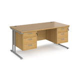 Maestro 800mm Deep Straight Cantilever Leg Office Desk with Three and Three Drawer Pedestal