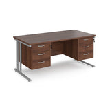 Maestro 800mm Deep Straight Cantilever Leg Office Desk with Three and Three Drawer Pedestal