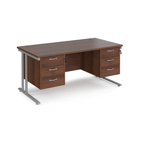 Maestro 800mm Deep Straight Cantilever Leg Office Desk with Three and Three Drawer Pedestal