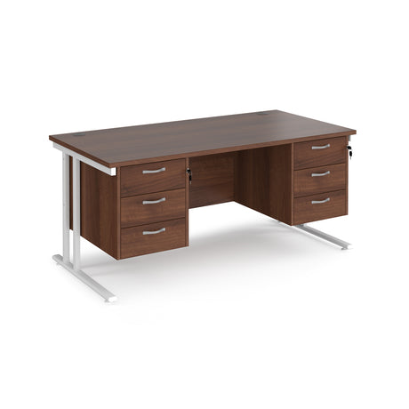 Maestro 800mm Deep Straight Cantilever Leg Office Desk with Three and Three Drawer Pedestal