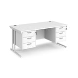 Maestro 800mm Deep Straight Cantilever Leg Office Desk with Three and Three Drawer Pedestal