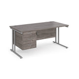 Maestro 800mm Deep Straight Cantilever Leg Office Desk with Three Drawer Pedestal