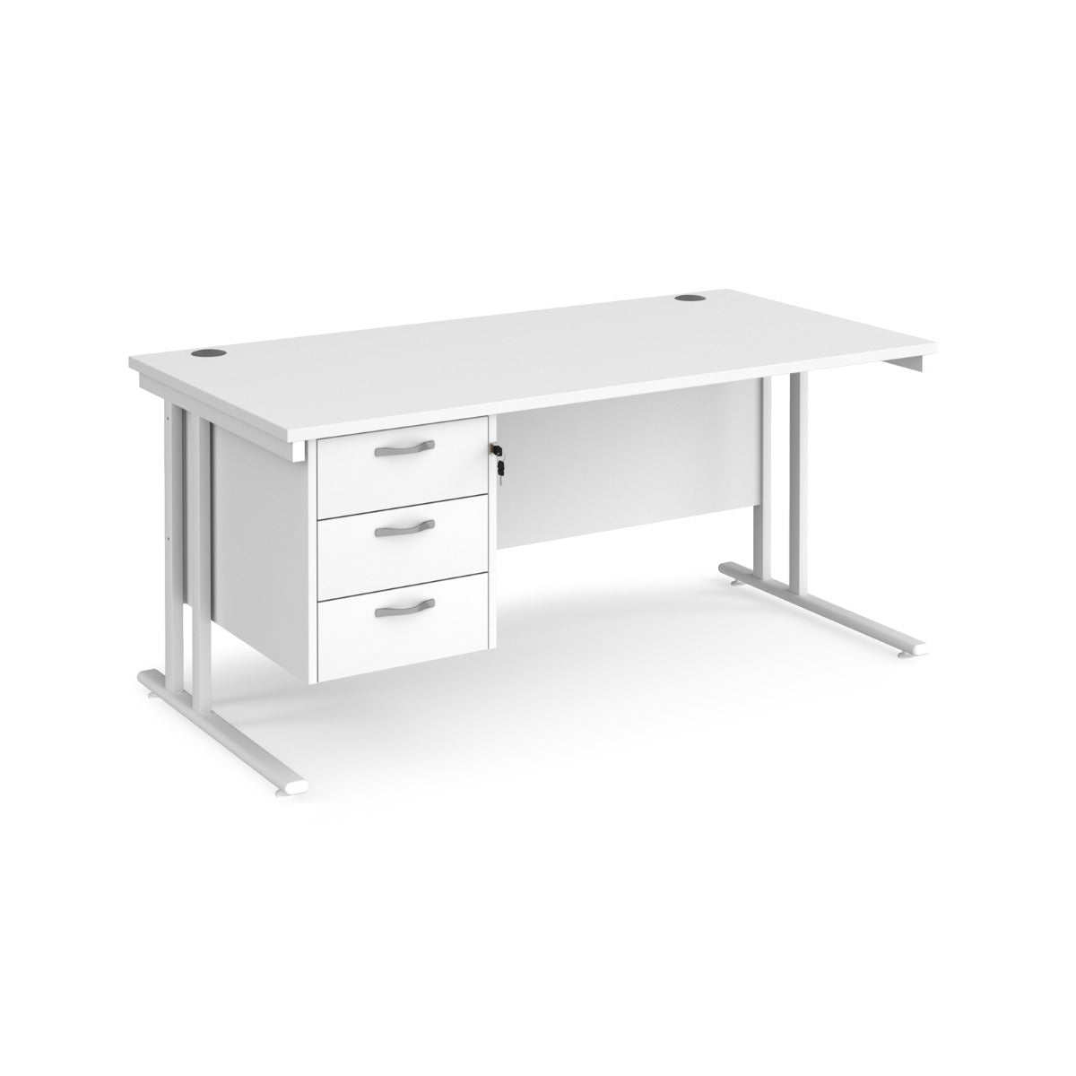 Maestro 800mm Deep Straight Cantilever Leg Office Desk with Three Drawer Pedestal