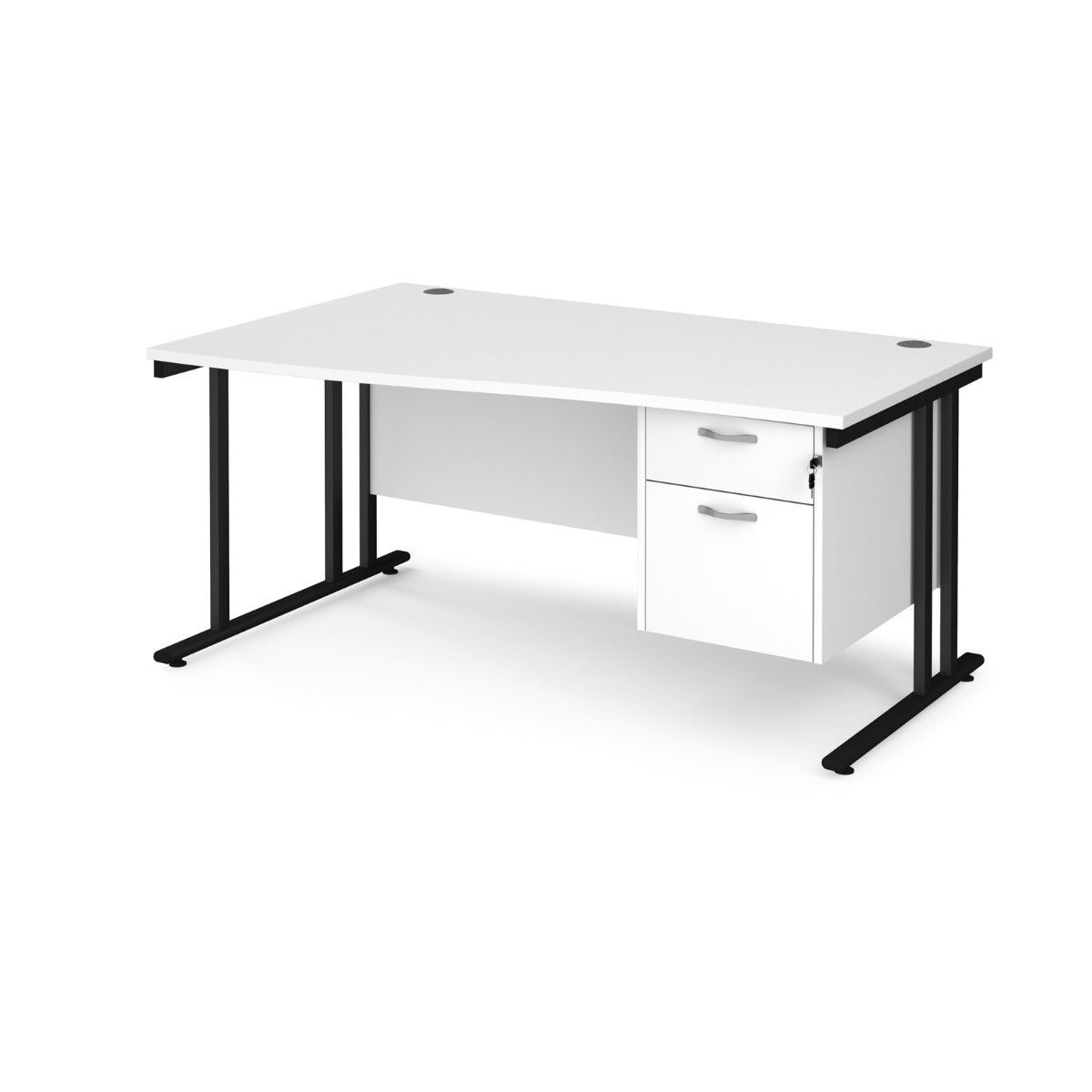 Maestro Cantilever Leg Left Hand Wave Office Desk with Two Drawer Pedestal