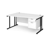 Maestro Cantilever Leg Left Hand Wave Office Desk with Two Drawer Pedestal