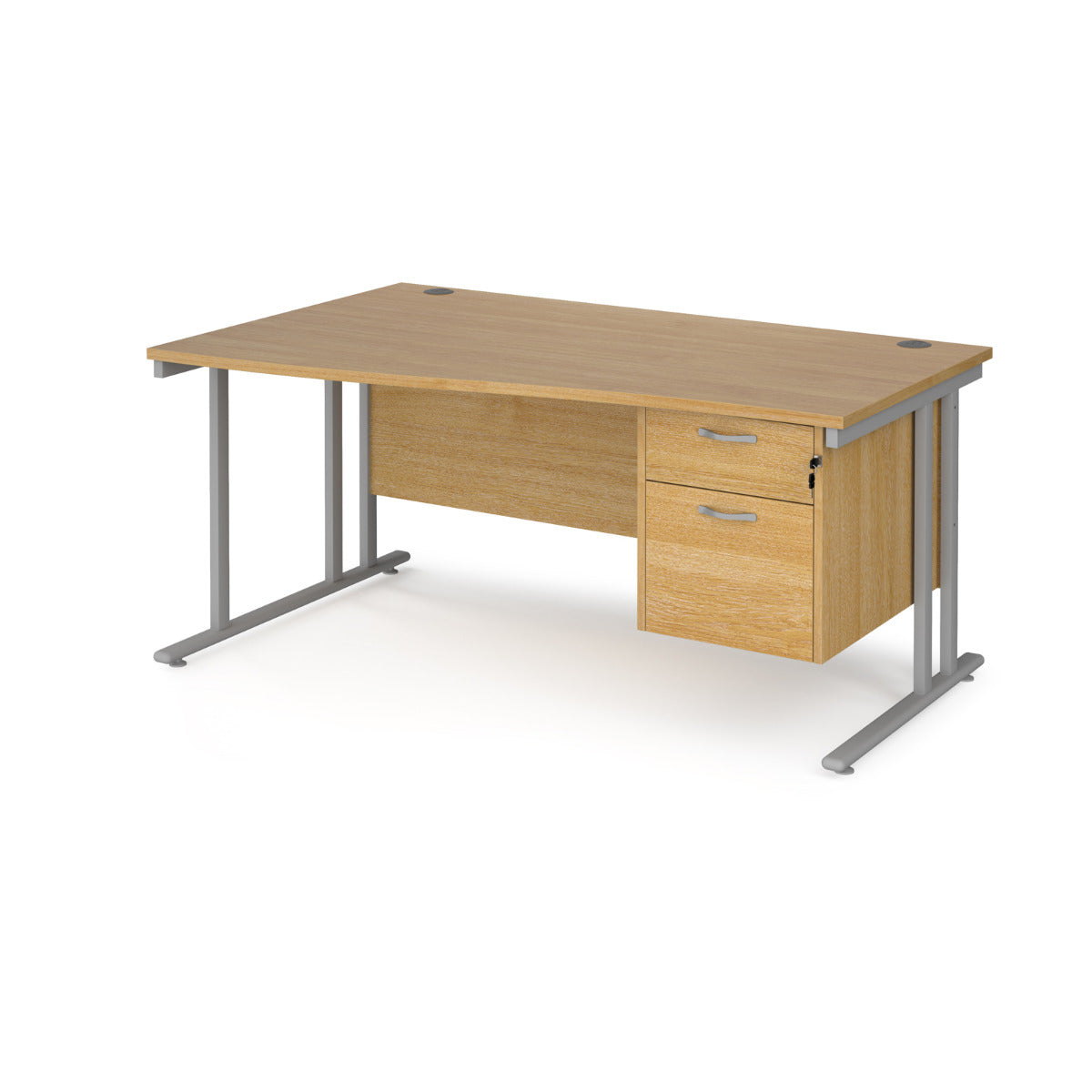 Maestro Cantilever Leg Left Hand Wave Office Desk with Two Drawer Pedestal