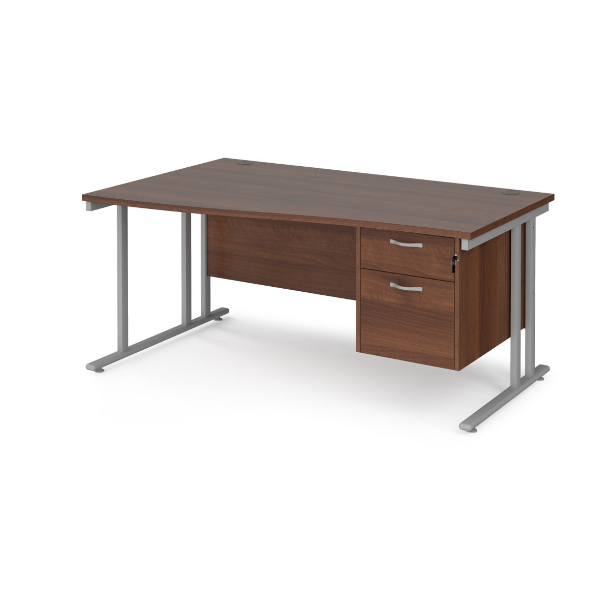 Maestro Cantilever Leg Left Hand Wave Office Desk with Two Drawer Pedestal