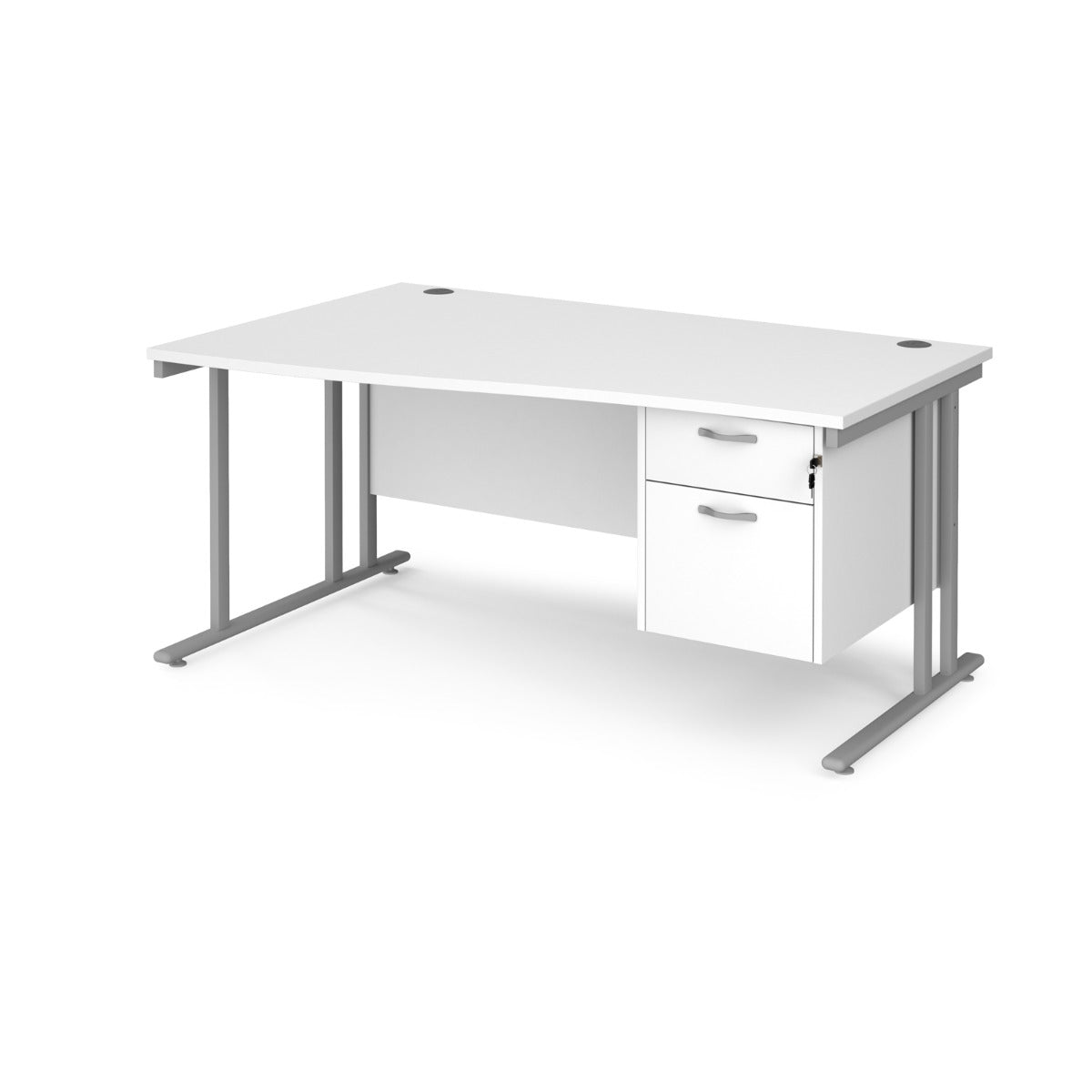 Maestro Cantilever Leg Left Hand Wave Office Desk with Two Drawer Pedestal