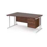 Maestro Cantilever Leg Left Hand Wave Office Desk with Two Drawer Pedestal