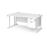 Maestro Cantilever Leg Left Hand Wave Office Desk with Two Drawer Pedestal