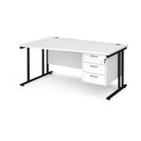 Maestro Cantilever Leg Left Hand Wave Office Desk with Three Drawer Pedestal