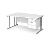 Maestro Cantilever Leg Left Hand Wave Office Desk with Three Drawer Pedestal