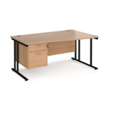 Maestro Cantilever Leg Right Hand Wave Office Desk with Two Drawer Pedestal