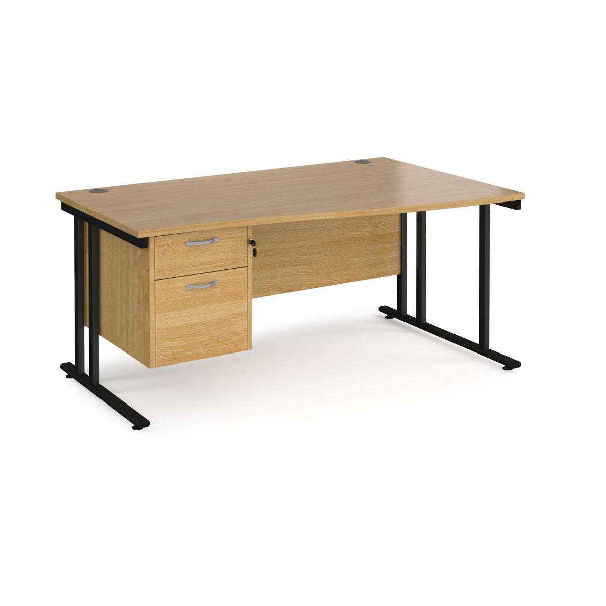 Maestro Cantilever Leg Right Hand Wave Office Desk with Two Drawer Pedestal