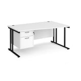 Maestro Cantilever Leg Right Hand Wave Office Desk with Two Drawer Pedestal