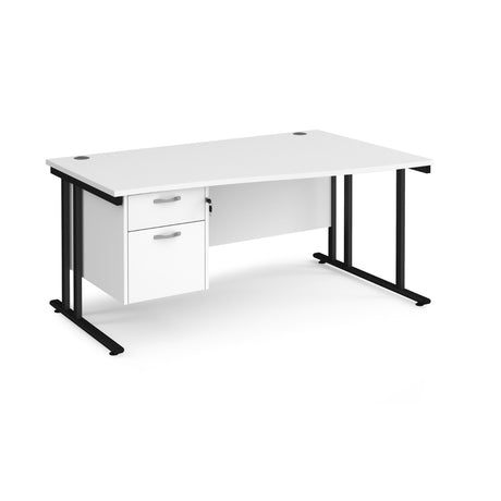 Maestro Cantilever Leg Right Hand Wave Office Desk with Two Drawer Pedestal