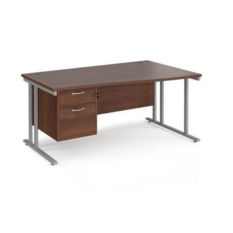 Maestro Cantilever Leg Right Hand Wave Office Desk with Two Drawer Pedestal