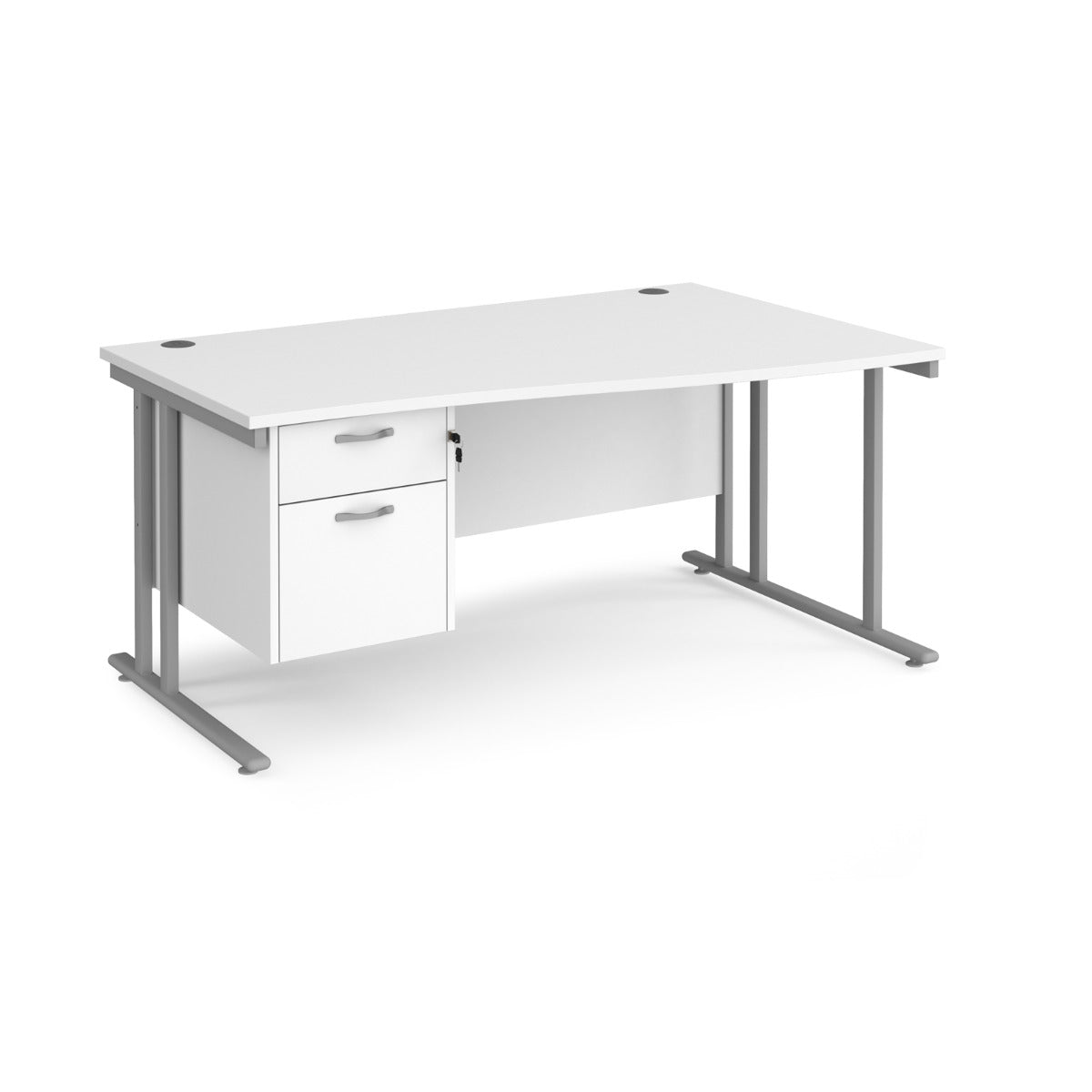 Maestro Cantilever Leg Right Hand Wave Office Desk with Two Drawer Pedestal