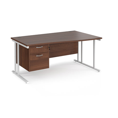 Maestro Cantilever Leg Right Hand Wave Office Desk with Two Drawer Pedestal