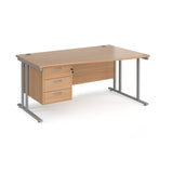 Maestro Cantilever Leg Right Hand Wave Office Desk with Three Drawer Pedestal