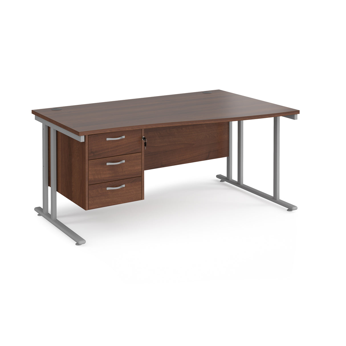 Maestro Cantilever Leg Right Hand Wave Office Desk with Three Drawer Pedestal