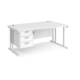 Maestro Cantilever Leg Right Hand Wave Office Desk with Three Drawer Pedestal