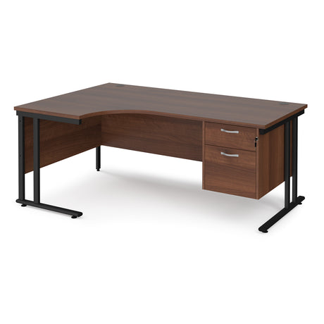 Maestro Cantilever Leg Left Hand Ergonomic Corner Office Desk with Two Drawer Pedestal