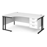 Maestro Cantilever Leg Left Hand Ergonomic Corner Office Desk with Three Drawer Pedestal