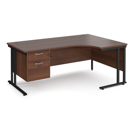 Maestro Cantilever Leg Right Hand Ergonomic Corner Office Desk with Two Drawer Pedestal