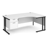 Maestro Cantilever Leg Right Hand Ergonomic Corner Office Desk with Two Drawer Pedestal