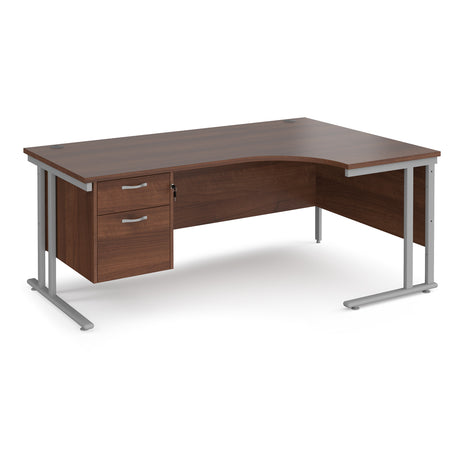 Maestro Cantilever Leg Right Hand Ergonomic Corner Office Desk with Two Drawer Pedestal