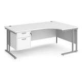 Maestro Cantilever Leg Right Hand Ergonomic Corner Office Desk with Two Drawer Pedestal