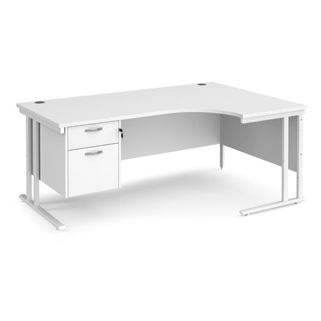 Maestro Cantilever Leg Right Hand Ergonomic Corner Office Desk with Two Drawer Pedestal