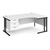 Maestro Cantilever Leg Right Hand Ergonomic Corner Office Desk with Three Drawer Pedestal