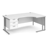 Maestro Cantilever Leg Right Hand Ergonomic Corner Office Desk with Three Drawer Pedestal