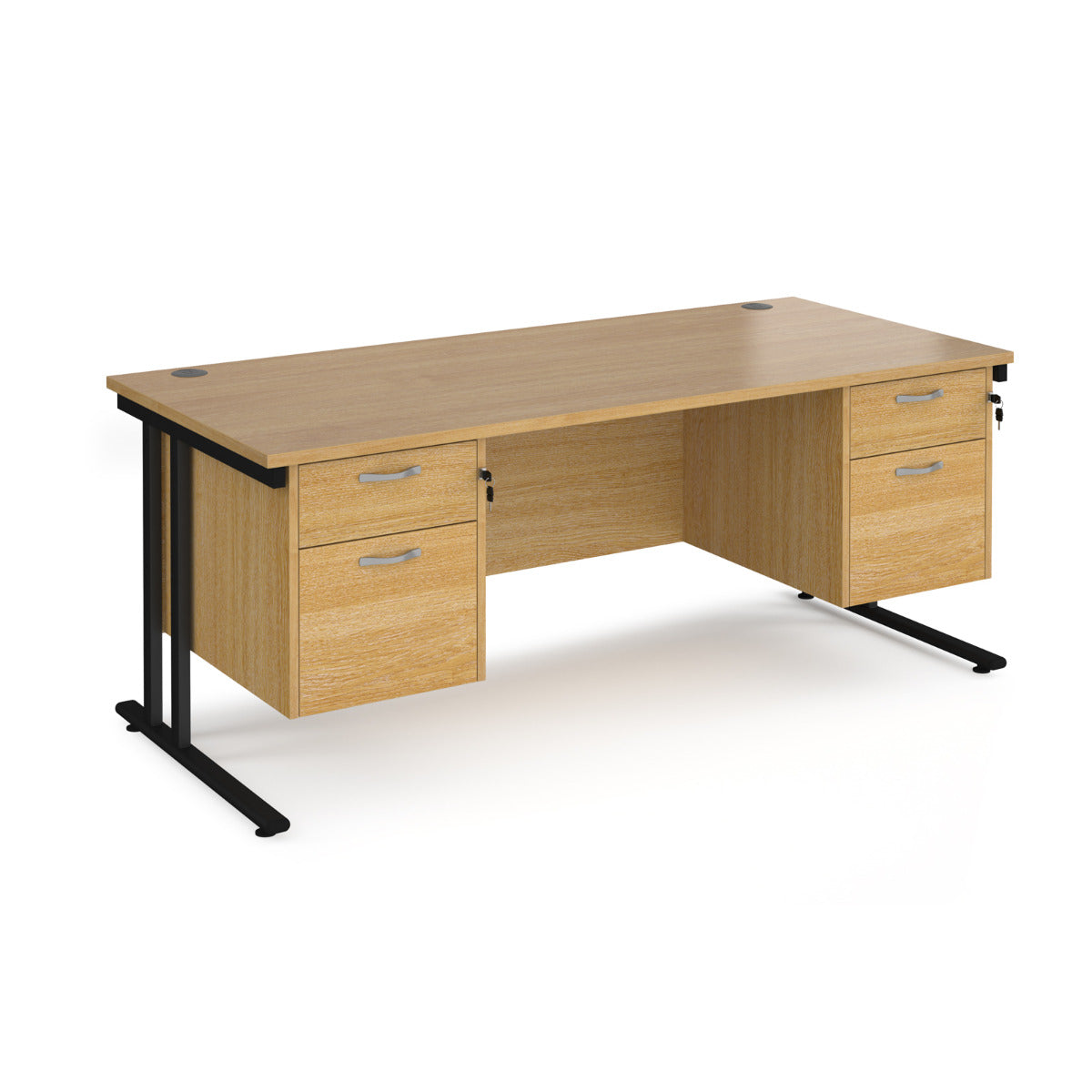 Maestro 800mm Deep Straight Cantilever Leg Office Desk with Two and Two Drawer Pedestal