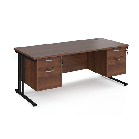 Maestro 800mm Deep Straight Cantilever Leg Office Desk with Two and Two Drawer Pedestal