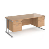 Maestro 800mm Deep Straight Cantilever Leg Office Desk with Two and Two Drawer Pedestal