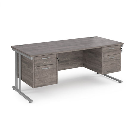 Maestro 800mm Deep Straight Cantilever Leg Office Desk with Two and Two Drawer Pedestal