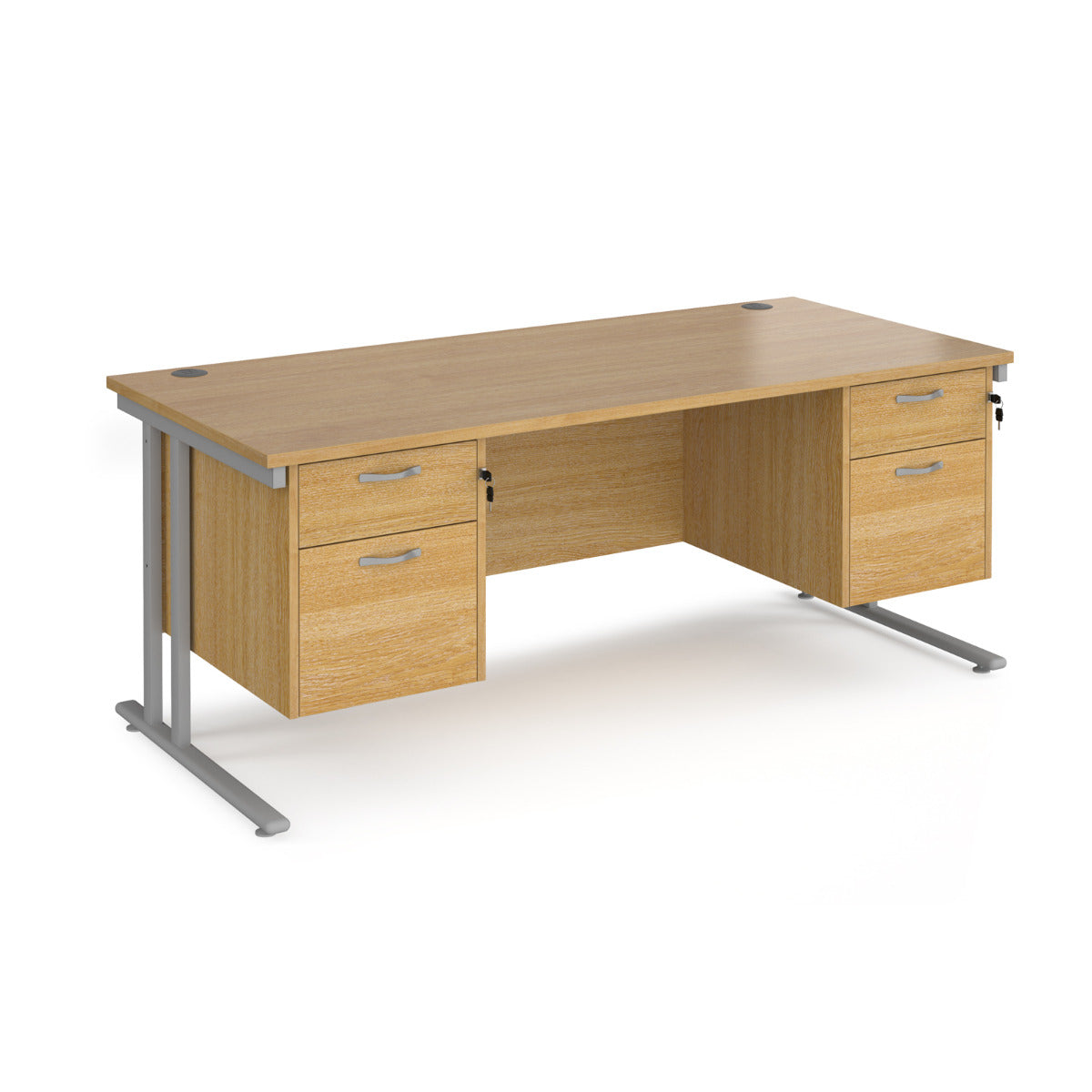 Maestro 800mm Deep Straight Cantilever Leg Office Desk with Two and Two Drawer Pedestal