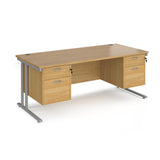 Maestro 800mm Deep Straight Cantilever Leg Office Desk with Two and Two Drawer Pedestal