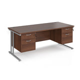 Maestro 800mm Deep Straight Cantilever Leg Office Desk with Two and Two Drawer Pedestal