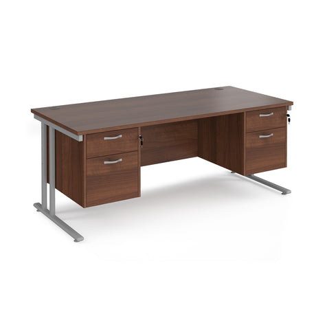 Maestro 800mm Deep Straight Cantilever Leg Office Desk with Two and Two Drawer Pedestal