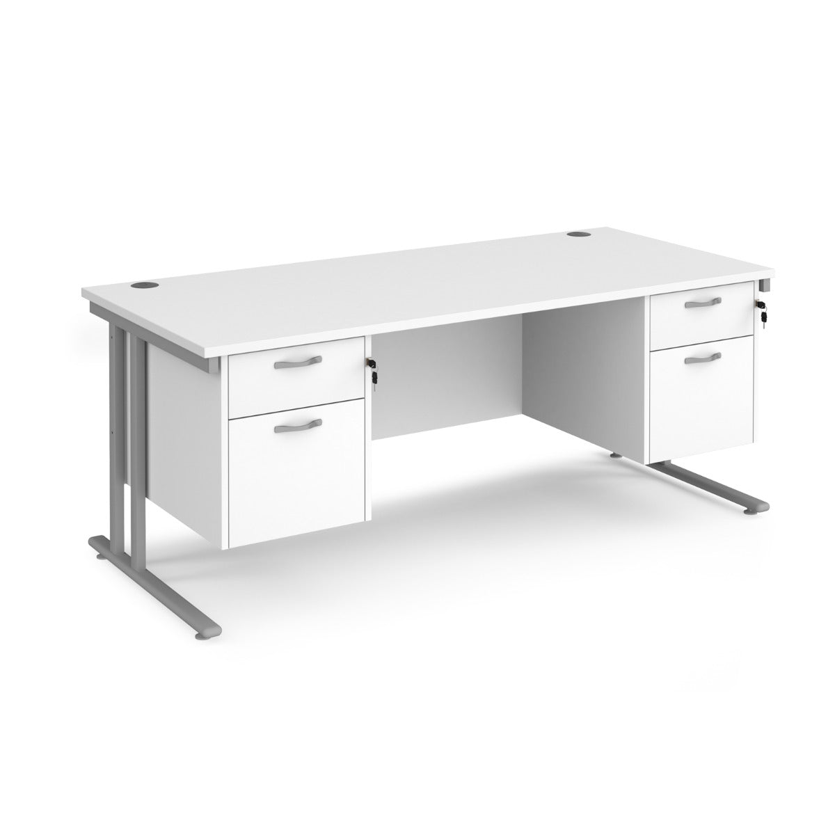 Maestro 800mm Deep Straight Cantilever Leg Office Desk with Two and Two Drawer Pedestal