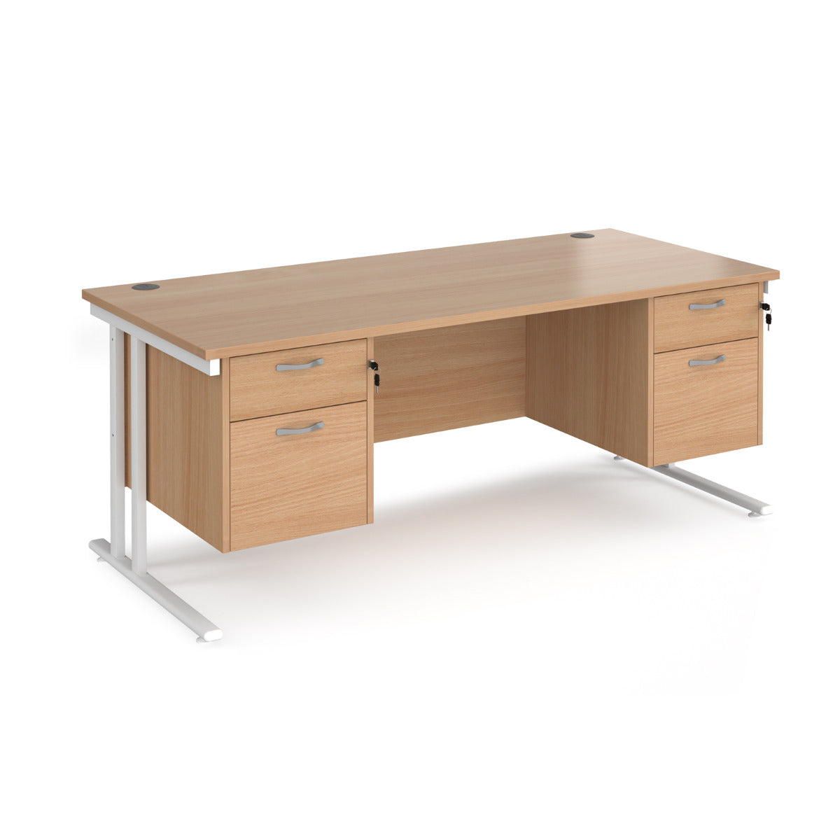 Maestro 800mm Deep Straight Cantilever Leg Office Desk with Two and Two Drawer Pedestal