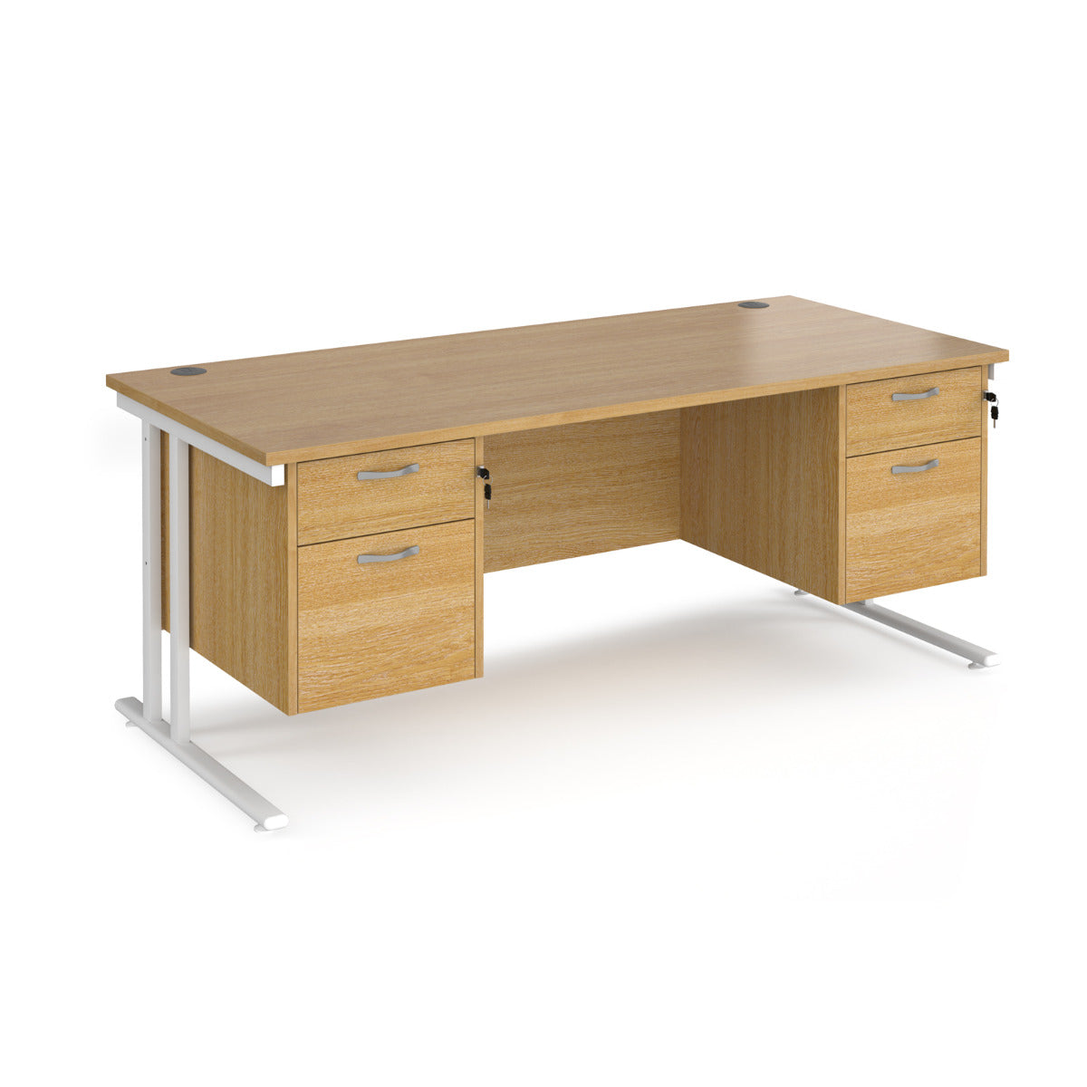 Maestro 800mm Deep Straight Cantilever Leg Office Desk with Two and Two Drawer Pedestal