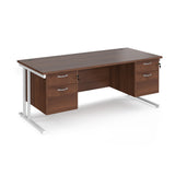 Maestro 800mm Deep Straight Cantilever Leg Office Desk with Two and Two Drawer Pedestal