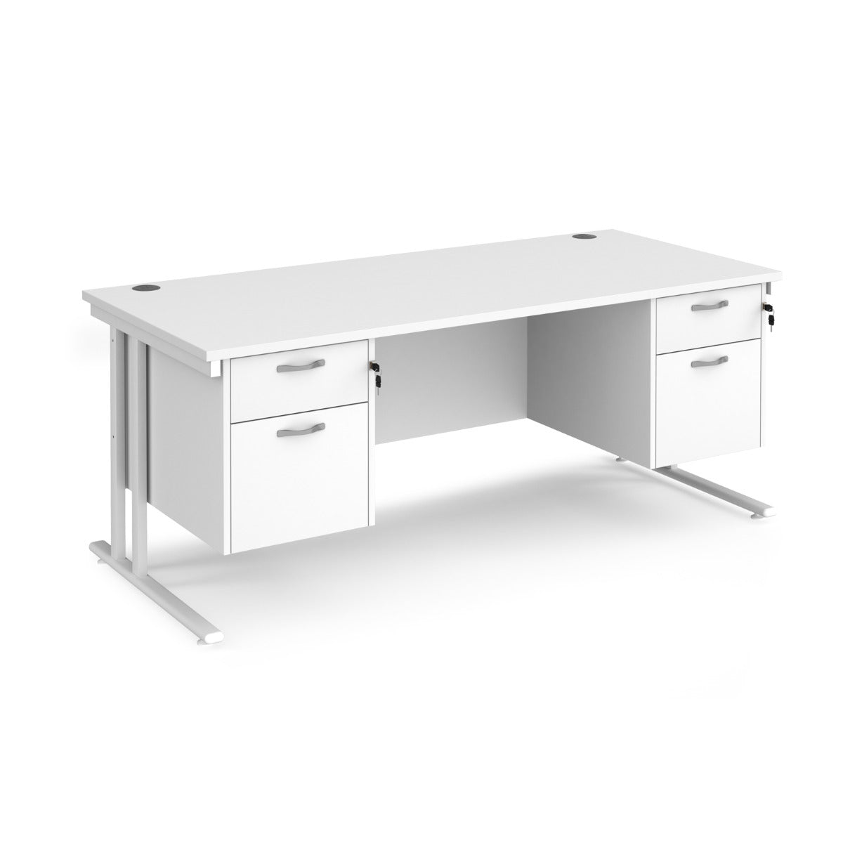 Maestro 800mm Deep Straight Cantilever Leg Office Desk with Two and Two Drawer Pedestal