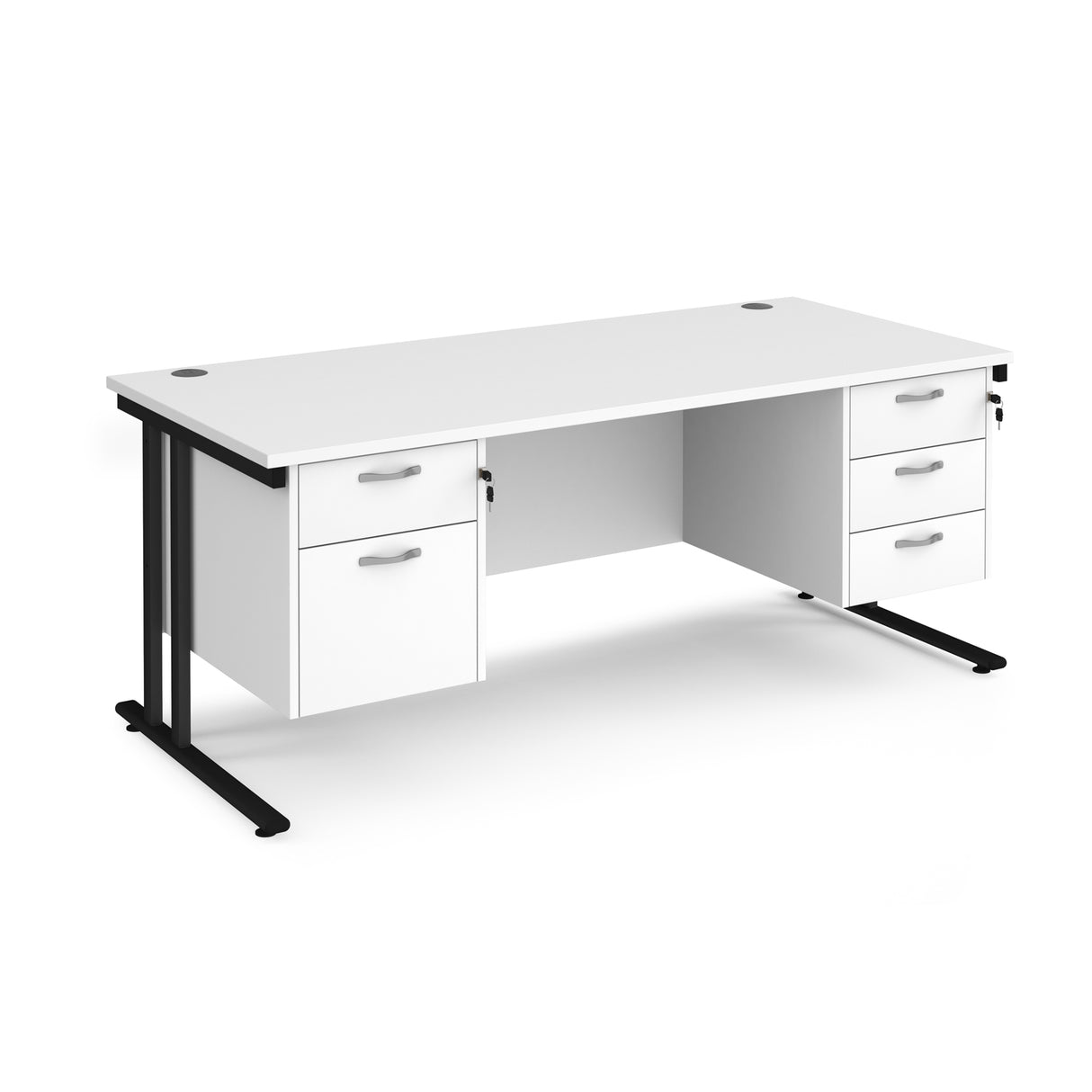Maestro 800mm Deep Straight Cantilever Leg Office Desk with Three and Two Drawer Pedestal